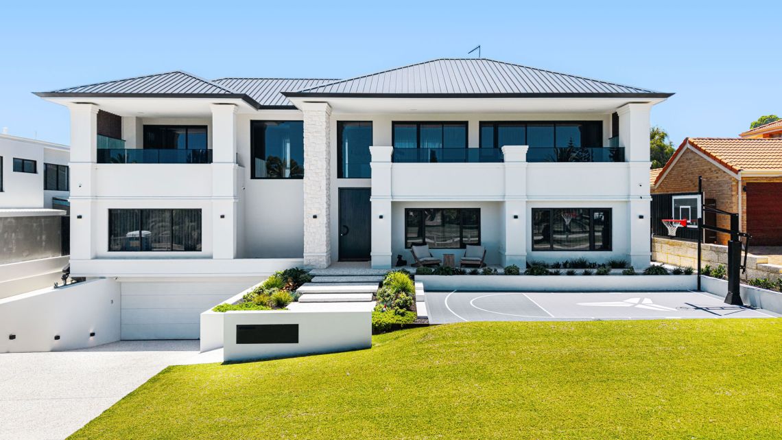 Large two storey home with front lawn and half basketball court in Kallaroo