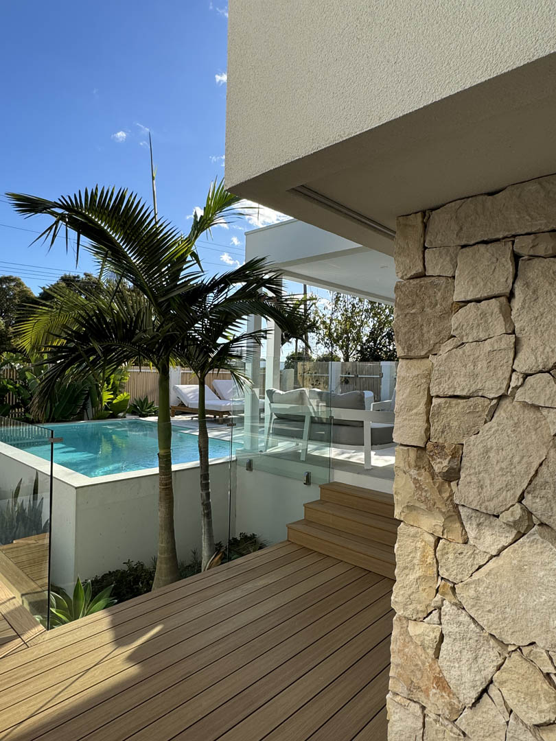 Timber deck, stone wall and pool terrace in City Beach